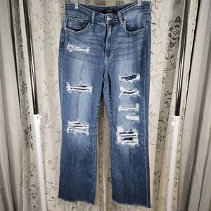 Judy Blue Distressed Bootcut‎ Jeans 14W with Patch Backing, Womens Bootcut Jeans